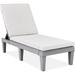 Outdoor Lounge Chair Resin Patio Chaise Lounger for Poolside Backyard Porch w/Seat Cushion Adjustable Backrest 5 Positions 330lb Capacity - Gray/White Sand