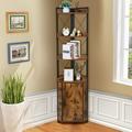 RUNFAYBIU Tall Corner Cabinet Corner Cabinets 70.9 Height 5-Tier Bookshelf Stand Corner Plant Stand Rustic Style Rack for Home Kitchen Living Room