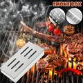 UAEBM Stainless Steel BBQ Smoker Box for Grilling Wood Chips Barbecue Meat Smoker with Removable Lid Grilling Accessories Multicolor