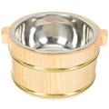 Sushi Barrel Wood Bucket Mixing Bowls Salad Container Stainless Steel Containers for Food