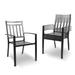 Patio Dining Chairs Set of 2 Outdoor Stackable Arm Chairs Black