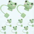 8pcs Animals Straw Tips Cover Reusable Cute Frog Straw Toppers Straw Cover Plugs for Drinking Straws Party Straw Caps Decoration