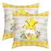 YST Set of 2 Cute Bee Gnome Pillow Covers 16x16 Inch Yellow Kawaii Spring Gnome Throw Pillow Covers Farm Honeycomb Honey Can Cushion Cases Cartoon Dwarf Daisy Floral Decorative Pillow Covers