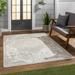 Canadian Outdoor Rug - Outsite Porch Patio Area Rug Carpet - Oriental Medallion Waterproof Rug - Gray Beige Cream - 6 7 Square