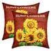 YST Sunflower Throw Pillow Covers 20x20 Inch Set of 2 3D Floral Pillow Covers for Bed Couch Yellow Flowers Decorative Pillow Covers Rustic Farmhouse Red Wooden Board Botanical Cushion Covers