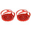 Pressure Cooker Sling Silicone Portable Steamer Trivet Pot Holder Kitchen Gadget Food Grade Red 2 Pack