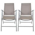 Set of 2 Patio Folding Sling Back Chairs Aluminum Adjustable Reclining Indoor Outdoor Deck Camping Garden Pool