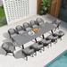 LEAF 9 Pieces Patio Dining Sets All-Weather Wicker Outdoor Patio Furniture with Square Table Aluminum Frame for Lawn Garden Backyard Deck Patio Table and Chairs with Cushions and Pillows