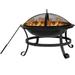 22 Outdoor Wood Burning BBQ Grill Firepit Bowl w/Spark Round Mesh Spark Screen Cover Fire Poker Patio Steel Fire Pit Bonfire for Backyard Camping