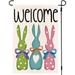 RABUSOFA Easter Welcome Bunny Garden Flag 12x18 Inch Double Sided for Outside Rabbit with Bow Spring Yard flag Outdoor Easter Cute Colorful Decorations 10-a12