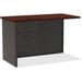 Lorell Mahogany Laminate/Charcoal Modular Desk Series - 2-Drawer 48 x 24 1.1 Top - 2 x Box Drawer(s) File Drawer(s) - Single Pedestal on Left Side - Material: Steel - Finish: Mahogany Laminate