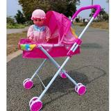 AMERTEER 2023 New Reborn Dolls Doll Stroller Baby Doll Stroller for Toddlers and Kids with Doll+Bottle Foldable Doll Stroller