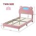 Twin Bed Frame Upholstered Platform with LED Lights and Headboard Strong Wooden Slats Support No Box Spring Needed/Noise-Free/Easy Assembly