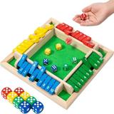 AMERTEER Shut The Box Games for Family Large Wooden Dice Games 1-4 Players Board Game with 10 Dices Math Games for Kids & Adults Smart Game for Learning Tabletop Games 12 Inches