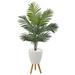 Silk Plant Nearly Natural 4.5 Kentia Artificial Palm Tree in White Planter with Legs