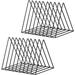 2 Pack Triangle Desktop Magazine File Holder Rack Sturdy 9 Slot Iron Storage Book Sorter Organizer Bookshelf for Office Home Decoration (Black)