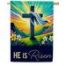 America Forever He is Risen Easter House Flag 28 x 40 inch Double Sided Religious Cross Daffodil Flowers Small Spring Holiday Seasonal Easter Day Flags for Outdoor Yard Lawn Decoration