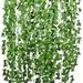 Nvzi 12pcs Artificial Ivy Leaf Plants Vine Green Vines Fake Vines Hanging Plants Backdrop for Home Kitchen Office Wedding Wall DÃ©cor(Green)