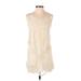 Candela Casual Dress - Shift Crew Neck Sleeveless: Ivory Dresses - Women's Size Small