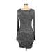 Halston Heritage Casual Dress - Bodycon Scoop Neck Long sleeves: Black Dresses - Women's Size X-Small