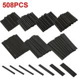 508pcs Heat Shrink Tubing Kit 7 Sizes Black Heat Shrink Tube Shrink Ratio 3:1 Electrical Shrink Tubing Wire Large Wrap Industrial Shrink Tubes Assortment for Wires Repairs Automotive Wiring