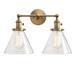 YGDU Double Sconce Industrial 2-Lights Wall Sconces with Funnel Flared Glass Clear Glass Shade ()