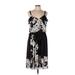 White House Black Market Casual Dress - Party V-Neck Sleeveless: Black Floral Dresses - Women's Size 10
