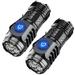 1/2Pcs Flashlights LED Tactical Mini Flashlight 5 Light Modes Rechargeable Waterproof Focus Zoomable Camping Outdoor Emergency (Black 2 Pcs)