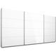 Kulmbach 3 Door Sliding Wardrobe in Alpine White and Glass White with Aluminium Handle Strips - W 271cm