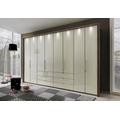 Loft 8 Door 6 Drawer Bi Fold Wardrobe in Oak and Magnolia Glass - W 400cm