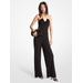 Michael Kors Embellished Stretch Matte Jersey Halter Jumpsuit Black S