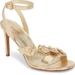 Michael Kors Shoes | Michael Kors Tricia Metallic Gold Leather Ankle Strap Heeled Sandals Women’s 7.5 | Color: Gold | Size: 7.5