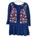 Anthropologie Tops | Floreat Womens Size 12 Blue Floral Embroidered 3/4 Sleeve Tunic Blouse Top | Color: Blue/Red | Size: 12