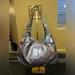 Coach Bags | Euc Coach Madison Metallic Gunmeral Leather Triple Compartment Shoulder Bag | Color: Silver | Size: 12" X 9" X 4"