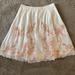 Anthropologie Skirts | Anthropologie Viola Size 0 Ivory Full Skirt Pale Pink Appliqus Lined | Color: Cream/Pink | Size: 0