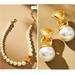 Anthropologie Jewelry | Chunky Pearl Earrings And Pearl Bundle | Color: Gold/White | Size: Os