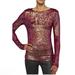 Free People Tops | Free People Intimately Sequins Long Sleeve Top | Color: Gold/Red | Size: S