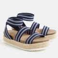 Torrid Shoes | Navy Striped Espadrille Flatform (Ww) Size 10 | Color: Blue/White | Size: 10