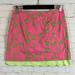 Lilly Pulitzer Skirts | Lilly Pulitzer Cotton Pink Embroidered Floral Green Lined Skirt Size 4 | Color: Green/Pink | Size: 4