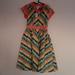 Disney Dresses | Nwt Disney The Dress Shop S/S Zip Front Midi Dress Sz- Xs No Belt. | Color: Green/Orange | Size: Xs