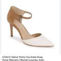 Coach Shoes | Coach "Seline" Point Toe Ankle Strap Pump Mat Calf Size 9 | Color: Tan/White | Size: 9