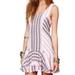 Free People Dresses | Free People Pink, White & Gray Cut Out Back Tiered Hem Sleeveless Mini Dress | Color: Pink/White | Size: 0