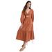 Madewell Dresses | Madewell Burnt Orange Rust Crepe Cutout Twirl Tiered A Line Midi Dress | Size 8 | Color: Orange | Size: 8