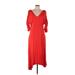 Nicholas Casual Dress - Midi V Neck 3/4 sleeves: Red Print Dresses - Women's Size 10