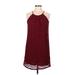 Monteau Casual Dress - Shift Halter Sleeveless: Burgundy Print Dresses - Women's Size Medium