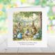 Boys Christening card, Rabbit with new baby, Party Watercolour illustration, Congratulations Blue Baptism card for son grandson boy 20