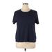 Croft & Barrow Short Sleeve T-Shirt: Blue Print Tops - Women's Size 1X