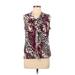 Calvin Klein Sleeveless Top Purple Animal Print Tie Neck Tops - Women's Size Medium