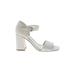 Calvin Klein Heels: Ivory Print Shoes - Women's Size 7 1/2 - Open Toe