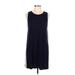 Double Zero Casual Dress - Shift Scoop Neck Sleeveless: Blue Solid Dresses - Women's Size Large